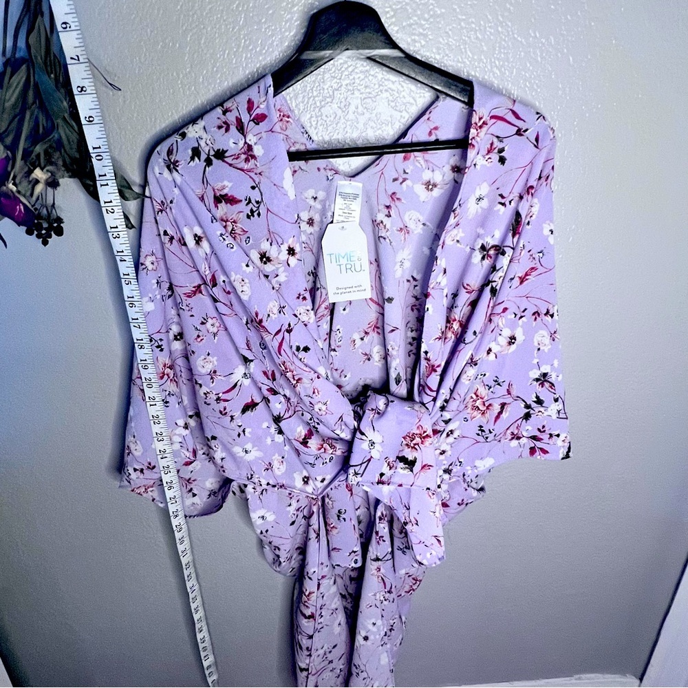 time & tru women | recycled polyester floral kimono, short sleeve, one size NWT​